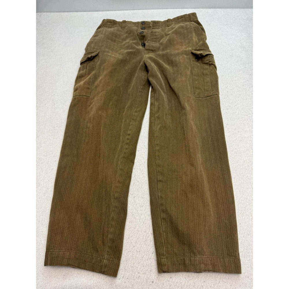 Vtg Banana Republic Mens 34x30*Brown Corduroy Cargo Button Fly Trousers Utility